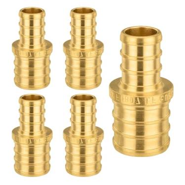 Imagem de Pacote com 5 acessórios PEX Niikappu 3/20.3 cm x 1/5.1 cm Pex acoplamento reto, acessórios de tubo de crimpagem de latão para tubos PEX, ASTM F1807