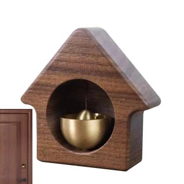 Imagem de Shakven Campainha da porta, Campainha da porta de entrada - Campainha de porta com campainha de latão magnética para lojista | Ornamento de porta anexado feito à mão com sinos de japoneses para loja e