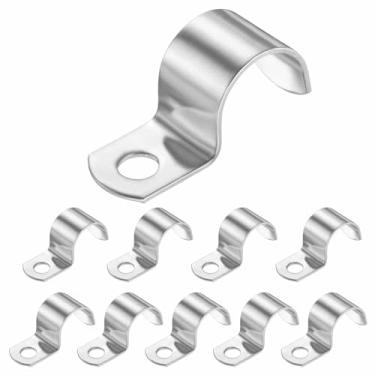 Imagem de HARFINGTON Alça de tubo de 13/16 polegadas, clipe de conduíte de aço inoxidável 304, 10 peças, braçadeira de alça de furo único para fixação de cabo de tubo de tubo (20 mm, prata)
