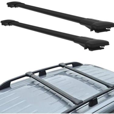 Imagem de Barras transversais de tejadilho sistema antirroubo para GMC Acadia 2007–2016 alumínio cinza-preto compatível com trilhos laterais elevados, caixas de carga no teto, suportes de bicicleta e snowboard