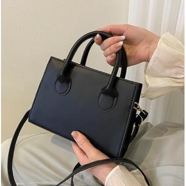Imagem de Bolsa feminina vintage casual – Qualidade, elegante e multifuncional – Mini bolsa quadrada elegante e espaçosa, Preto, Morden