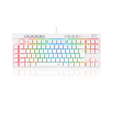 Imagem de Teclado Óptico Gamer Redragon Magic Wand Pro Switch Vermelho RGB USB Branco