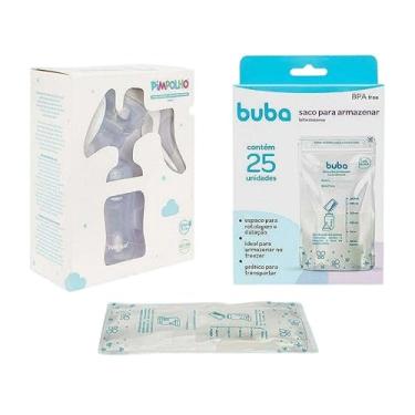 Imagem de Kit Extração e Armazenamento de Leite Materno Bomba Manual + 25 Saco Para Leite