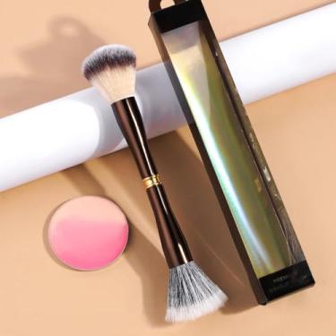 Imagem de Um pincel de maquiagem multiuso destacável, denso, macio e não absorvente, fácil de limpar para blush, sombra e corretivo (café)
