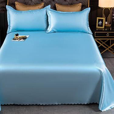 Imagem de Conjunto de lençóis e fronhas queen size, roupa de cama, resistente ao desbotamento e lavável na máquina, azul-claro-solteiro GG