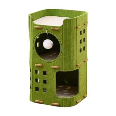 Imagem de Fxzqgnh Cama-caverna para Gatos, com Vários Níveis, Esconderijo Aconchegante, para Uso No Chão, Cama Fechada, Túnel Coberto, Casinha para Gatos Dormirem E Des, Camada Dupla Verde