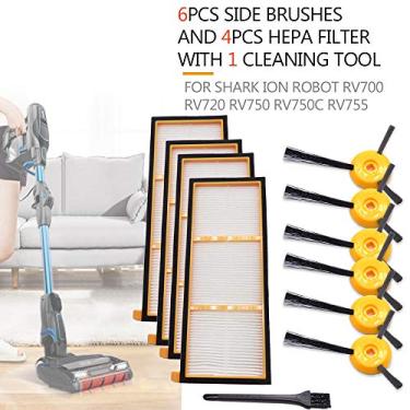 Imagem de Peças de Aspirador Pó 6PCS Pincéis Laterais 4PCS e 1 Ferramenta Limpeza para Shark ION Robot RV700 RV720 RV750 RV750C RV755 - Substituição Premium Eficiente Instalação Fácil Melhores Resultados Ar Int