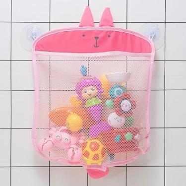 Imagem de Organizador de brinquedos de banho de malha animal com ventosas, armazenamento de brinquedos para banheira, organizador de banheiro ou chuveiro, sacos de rede multiuso facilitam o armazenamento de
