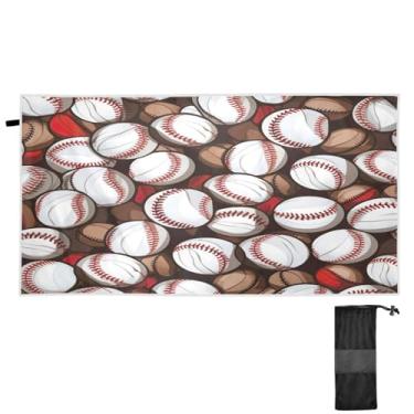 Imagem de ATTX Toalha de praia com padrão de bolas de beisebol 79 x 188 cm - Cobertor leve de microfibra resistente à areia de secagem rápida para piscina, ioga, academia e viagens | Esportes de banho de