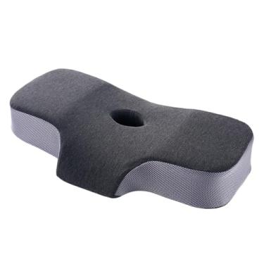 Imagem de WeiLaiKeQi Travesseiro de apoio para pescoço, travesseiro cervical leve ergonômico com fronha removível, travesseiro de cama respirável para homens e mulheres, Cinza Escuro Azul Cinza