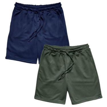Imagem de Kit 2 Bermuda Masculina Moletom WSS Basic Verde e Azul - WSS Brasil, V
