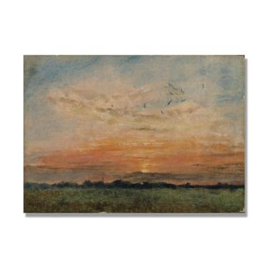 Imagem de NHLDZYH Impressão em tela estilo John Constable, (paisagem do pôr do sol), painel de tela de paisagem romântica, decoração de parede com tema de natureza para quarto ou escritório. 40 x 56 cm. Somente