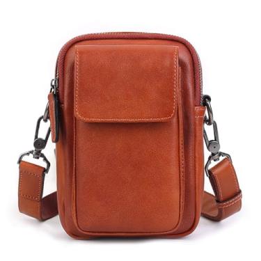 Imagem de Zhuoliang Bolsa tiracolo de couro pequena para mulheres bolsa de viagem para celular bolsa carteiro carteira clutch, Marrom-9045