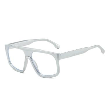 Imagem de Óculos de sol retrô masculino, fashion, transparente, espelhado, UV400, feminino (prata transparente)