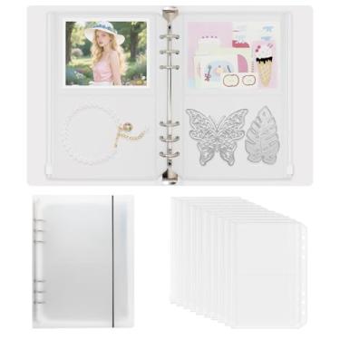 Imagem de Dajino Pasta organizadora A5 com 10 folhas, bolso com zíper, páginas reutilizáveis, para colecionar documentos, joias, adesivos, cartões, portátil, multifuncional, organizador para Tarval