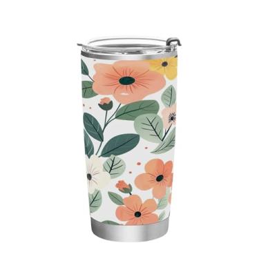 Imagem de Wassud Copo de 590 ml com tampa e canudo de parede dupla de aço inoxidável com isolamento térmico para bebidas frias e quentes