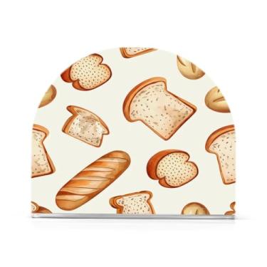 Imagem de Qilmy Porta-guardanapo, padrão de pão francês, porta-guardanapos de acrílico transparente para mesa, suporte de guardanapo de coquetel de papel de seda para cozinha, dispensador de guardanapos de