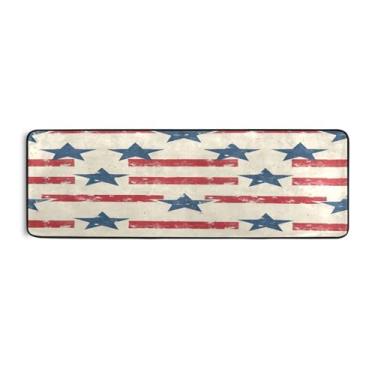 Imagem de Qilmy Tapete retrô listrado Star Runner 183 x 61 cm, antiderrapante, antifadiga, confortável, tapetes longos, para quarto, sala de estar, banheiro, corredores, entrywa635