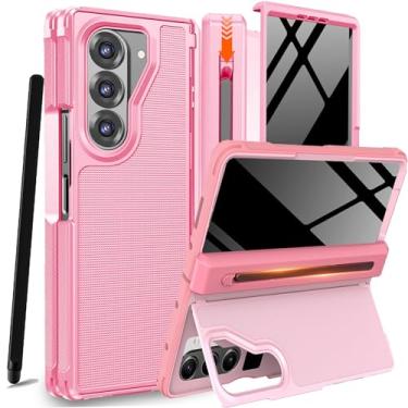 Imagem de NINKI Capa para Samsung Galaxy Z Fold 5 com suporte para caneta S e caneta fina e suporte, protetor de tela de privacidade embutido, capa de telefone com dobradiça para Samsung Z Fold 5 com slot S Pen