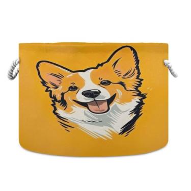 Imagem de WELLDAY Cesta de corda de algodão para cães e bebês para sala de estar, lavanderia, berçário, travesseiros, decoração de casa