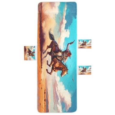 Imagem de STAYTOP Capa de toalha de espreguiçadeira 215,88 cm x 76,2 cm, capa de espreguiçadeira macia, capas de cadeira de praia com bolsos para jardim, pátio, pátio, banhos de sol, gramado, caubói ocidental