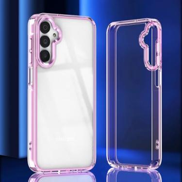 Imagem de Capa transparente de luxo para Samsung Galaxy A17 A07 A56 A36 A26 A16 A06 A55 A35 A25 A15 A54 A34 A14 A24 A05 A05s, capa à prova de choque (para Galaxy A05/Rosa)