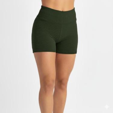 Imagem de Shorts meia coxa bolha - Bella Fitness, Verde militar, GG