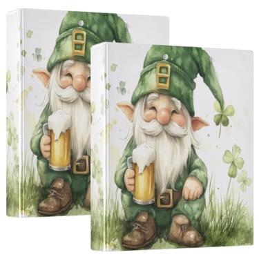 Imagem de Burbuja Pasta St. Patrick Gnome Beer com 3 argolas de 3 cm para trabalho de escritório, fichário aberto D serve para papel tamanho carta com visão clara, 2 bolsos, pacote com 2