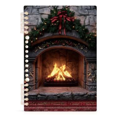 Imagem de Burbuja Caderno de Natal para lareira, papel pautado universitário A5 com 60 folhas, fichário para escritório, 1 pacote