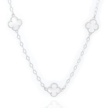 Imagem de Colar Corrente Trevo Flor Delicado Prata Original 925 Moda - Lojas La&