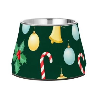 Imagem de Burbuja Tigela de ração de aço inoxidável para cães Candy Cane para comida e água, antiderrapante para cães médios e gatos, 590 ml