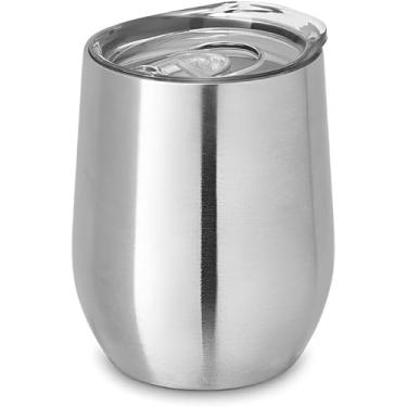 Imagem de Copo Térmico de Aço Inoxidável, 350ml, Tampa Hermética, Branco, Cilíndrico, Moderno, para Café e Bebidas inox