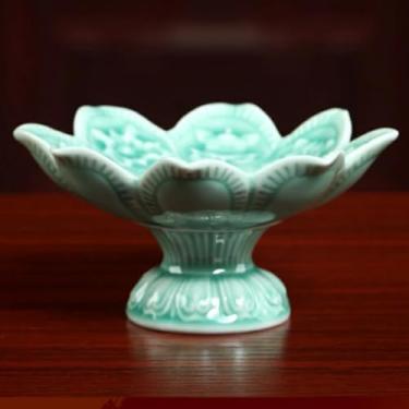 Imagem de FENNYYAR Ornamento de cerâmica Santuário budista doméstico, 17 cm 17 cm, prato de oferta prato de frutas para sala de estar