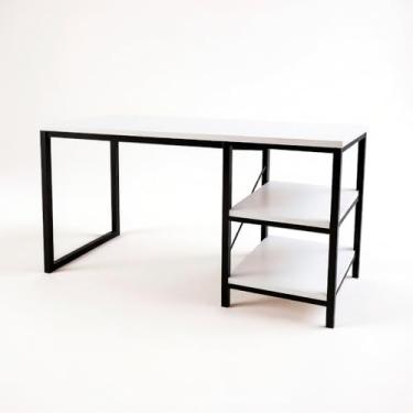 Imagem de Mesa Escrivaninha Com Nichos Home Office Estudo Estilo Industrial Escritório Gamer (Branco)