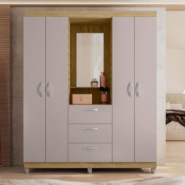 Imagem de Guarda Roupa Prímor 154,8cm com Penteadeira Espelho e Gavetas MDP Cacao/Mel G11- Gran Belo