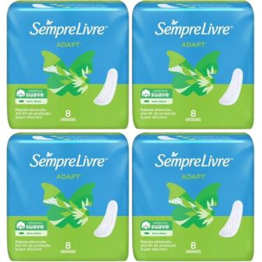 Imagem de Kit Econômico com 4 Embalagens | Absorvente Sempre Livre Adapt Suave com Abas - 32 Unidades no Total