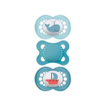 Imagem de Kit com 3 Chupetas Original Bico de Silicone 0m+ Azul - MAM