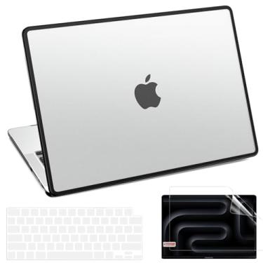 Imagem de Akit Capa rígida antirachaduras compatível com MacBook Pro 14 polegadas 2025 2024-2021 versão M4 M3 M2 M1 Pro/Max Chip, amortecedor de TPU macio anti-impressão digital + protetor de tela + capa de