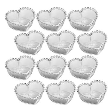 Imagem de Kit 12 Bowl De Coração Cristal Transparente Mini Tigela Petisqueira Porta Joias 13,5cm Lyor