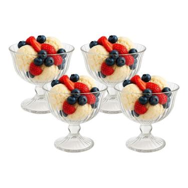 Imagem de Jogo De Sobremesa 4 Taças Vidro Transparente Melina Mini Bowl Com Pé 200ml Haüskraft