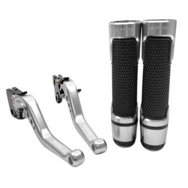 Imagem de Kit Manete E Manopla Pegasus Stark Moto Ybr Factor 125 Lona, Prata