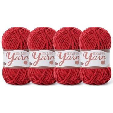 Imagem de Pacote com 4 fios de veludo fofo para crochê, cobertor de bebê para crochê macio, 200 g (262,4 jardas) fios amigurumi, fios de crochê de chenille de pelúcia, fios de quebra-cabeça para artesanato de