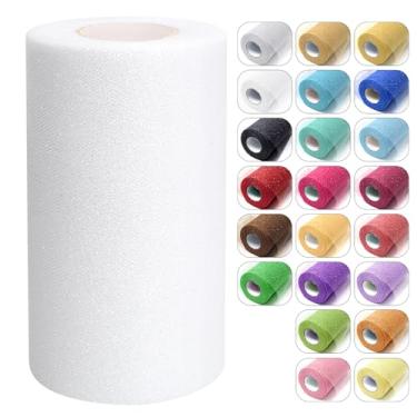 Imagem de Rolos de tecido de tule branco com glitter, 15,8 cm x 50 m de fita de carretel cintilante, rede de lantejoulas para decoração de tutu faça você mesmo, decoração de casamento, chá de bebê, festa de