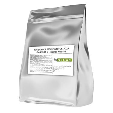 Imagem de WVegan Creatina Monohidratada, Sabor Neutro, 500 g, Refil, Suplemento Vegano, 3g por Porção, 165 Porções