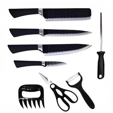 Imagem de Jogo De Facas Conjunto 8 Peças Aço Inox Garra Tesoura Cozinha