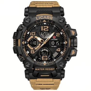 Imagem de Relógio Digital Masculino à Prova De água 5atm Duplo Display Esportivo Quartzo Bege