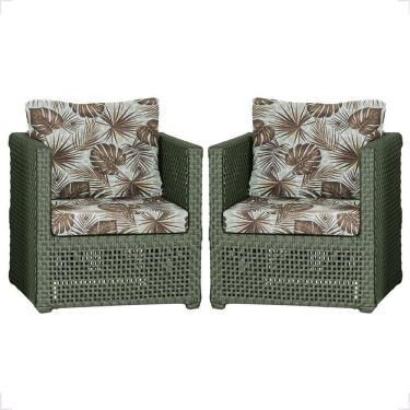 Imagem de 2 Poltronas Madri Alumínio Corda Náutica Estofado 6 Trama Verde