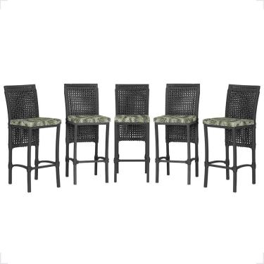 Imagem de 5 Banqueta Em Alumínio Roma Preta Corda Náutica Tecido 5 Preta