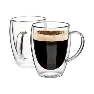 Imagem de Caneca De Café De Vidro Transparente Com Dupla Parede E Alça 350ML Con