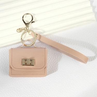 Imagem de Mini bolsa de mão, porta-moedas fofa de couro de poliuretano, bolsa de fone de ouvido para mulheres, organizador de cabos de dados, rosa